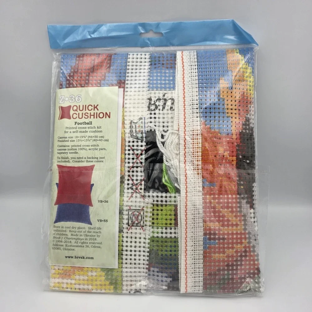 BRVSK Z36 Quick Cushion Football Soccer Ball Multicolor Cross Stitch Pillow‎ Kit
